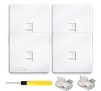 Acmerota 4 Packs CAT5e Ethernet Faceplate Single Port Faceplate RJ45 Socket Single Port 1-Way Ethernet Wall Plate for CAT5 CAT5e Network Cable, with Tool-Free Ethernet Modules