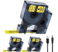 Acmerota 45018 Label Tape Replace for Dymo D1 Black on Yellow Label 12mm x 7m 45018 A45018 Tape for Dymo LabelManager 100 150 160 250 280 210D 360D 260P 420P 450D 500TS