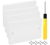Acmerota 4Pack 2Gang Blanking Plate,Electrical Socket Double Blanking Plate for Cover Outlets Sockets, Home Decoration, Cover up Imperfections, Standart UK White Wallplate with Screwdriver