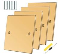 Acmerota 4Pcs Blanking Gold Silver Socket Stainless Steel Blanking Plate 1 Gang Square Shape Blanking Plate Cover Socket Cover for Electrical Socket Plug Socket Cover Exposed outlets