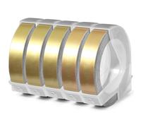 ACMEROTA 5 Pack Gold Embossing Label Tape, 9mm x 3m, Compatible with DYMO Omega, Organizing, Labeling