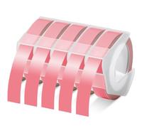 Acmerota 5 Pcak Pink Embossing Self-Adhesive Tape Compatible for DYMO Omega Label Tape Label, White Print on Gold 9 mm x 3 m Rolls 3D Embossing Label Tape for Dymo Omega S0717930 Junior S0717900