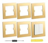 Acmerota 6 Pcs Single Light Switch Finger Plate Surround Surround Single Light Switch Cover One Piece 86 Type Plug Socket Wall For Home Wall Switch Decoration (Gold)