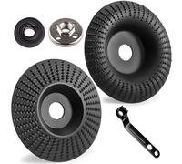 Acmerota Angle Grinder Wood Carving Disc 115mm Curved & Inclined Wood Grinding Wheel Grinder Shaping Disc for 22mm Angle Grinders Arbor, with Angle Grinder Pressure Plate Kit
