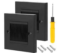 Acmerota Brush Wall Plate Single Gang Brush Plate Faceplate for Cable Pass Through Cover Outlets, Sockets and Tidy Up Wires, Standart UK Black Wallplate with Black Brush 2Pcs