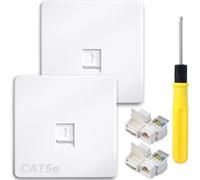 Acmerota CAT5e Ethernet Faceplate Single Port Faceplate 1-Port 1-Way RJ45 Socket Ethernet Wall Plate for CAT5 CAT5e Network Cable, with Tool-Free Ethernet Modules