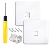 Acmerota CAT5e Ethernet Wall Socket RJ45 Socket Single Port Faceplate Ethernet Single RJ45 Data Outlet Fast Connection,Stable Internet Speed,with 2Pcs Tool-Free Keystones Jack Modular, (White)