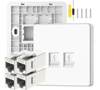 Acmerota CAT6 Gigabit Network Socket Double Port RJ45 Wall Sockets CAT6 Ethernet Faceplate Ethernet RJ45 LAN Cable Faceplate Networking Port with F to F Modular for Ethernet Cable Installation
