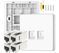 Acmerota CAT6A 10Gigabit Network Socket Ethernet RJ45 LAN Cable Faceplate Double Port RJ45 Wall Sockets CAT6A Ethernet Faceplate Dual-Pass Socket Box with RJ45 Coupler for Ethernet Cable Installation