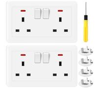 Acmerota Double Switched Converter Power Scoket 13A Double Plug Socket Switched Wall Socket Switched Single to Double Socket Converter，Easy to Install