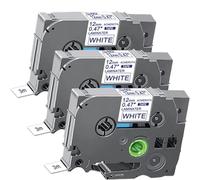 Acmerota Fabric Iron-On Tape Replacement for Brother TZe-FA3 12mm x 3m Black on White Fabric Iron-On Tape, Compatible for Brother P-Touch 1000 1010 D400 1000 1280 E100 H100 H400L H105 H110, 3 Pack