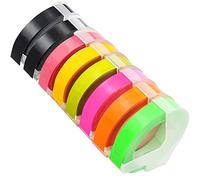 Acmerota for Omega Embossing Label Tape for Dymo S0717930 S0717900 Black Pink Olive Green Yellow Fluorescent Pink/Orange/Green Self-Adhesive 3D Label for Dymo Omega unior Motex E-101 E-303 9mm x 3m