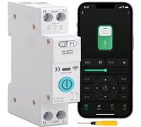 Acmerota IP+N DIN Rail Smart WiFi Switch Relay Circuit Breaker Timer, Power Metering Energy Monitoring, Remote Control by via Tuya Smart App for Smart Home 1P 63A Kit for Alexa/Google Assistant