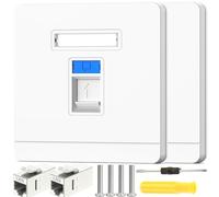 Acmerota Network Socket CAT6A Gigabit Ethernet RJ45 LAN Cable Faceplate Networking Port Single Pass for Structured Cabling and Home Networks with Female to Female Modules White (86mm x 86mm)