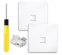 Acmerota RJ45 Ethernet Faceplate Cat6 Single 1-Port Flat Face Socket Wall Plate for Ethernet Cable Networking Socket Box with Tool-Free Network Connector Module