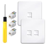 Acmerota RJ45 Socket Ethernet Faceplate CAT6 Single 1-Port & Double 2-Way Socket Wall Plate for Ethernet Cable Networking Socket Box, with Tool-Free Network Connector Module