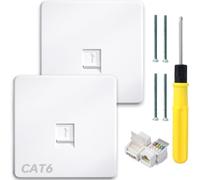 Acmerota RJ45 Socket Faceplate CAT6 Wall Plate RJ45 Wall Sockets Cat6 Single Port Ethernet Wall Socket for Ethernet Cable Networking Socket Box, Tool-Free Network Connector Module