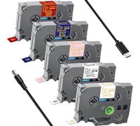 Acmerota Satin Ribbon Label Tape Compatible for Brother TZe-R231 TZe-R234 TZe-RE34 TZe-RN34 TZe-RW34 12mm 0.47'' Ribbon Tapes for Brother Ptouch PT-D210 PTH110 E110 PT-H200 1005 PTD400AD, 5-Pack