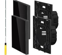 Acmerota Single Blanking Plate Cover 1 Gang Blanking Plate Light Switch Cover Plates, Black Tempered Glass Plates for Electrical Sockets Decoration with Screws (86mm x 86mm, 30mm Deep)