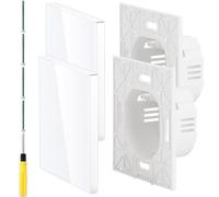 Acmerota Single Blanking Plate Socket Covers Single Electrical Blanking Cover Tempered Glass Plate for Electrical Sockets Decoration with Screws (White, 86mm x 86mm,30mm Deep)