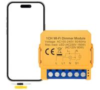 Acmerota Smart Dimmer Switch Module WIFI Smart Light LED Dimmer Switch Module 1 Gang 2 Way 150W WiFi Smart Alexa DIY Mini Dimmer LED Light Switches Compatible LEDs & Incandescent, Voice & App Control