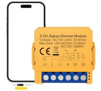 Acmerota Smart Dimmer Switch Module Zigbee Smart Light LED Dimmer Switch Module 2 Gang 2 Way WiFi Smart Alexa DIY Mini Dimmer LED Light Switches Compatible LEDs & Incandescent, Voice & App Control