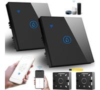 Acmerota Smart Immersion Heater Timer Switch, 2 Pack 20A 4000W WiFi Smart Wall Timer Switch Compatible for Alexa & Google Assistant & Tuya APP, No Hub Required (Black 43mm deep box)