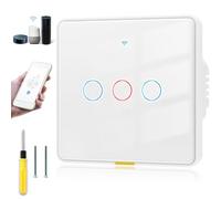 Acmerota Smart Light Switch 3 Gang WiFi Smart Touch Switch Smart Wall Light Switch Remote Control Without Internet Switch Universal Wiring Method (No Neutral+ Have Neutral) Work with Alexa&Google