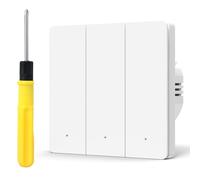 Acmerota Smart Light Switch Remote Control Light Smart Switch for Smart Home Devices Compatible with Alexa & Google Home, 3 Gang 1 Way No Neutral Double Rocker Requires Gateway