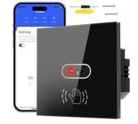 Acmerota Smart Motion Sensor Light Switch Wifi Motion Sensor Hand Wave Switch, 8cm Sensor Switch 10A Black, Voice Contral Suitable for Bedroom Kitchen Bathroom (Support No-Neutral & Neutral Required)