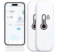 Acmerota Smart Room Thermometer Hygrometer Sensor Indoor Wireless Smart Indoor Temperature Humidity Sensor Adjustable Update Frequency for Baby Home Garage Greenhous with APP Alert, 2Pcs