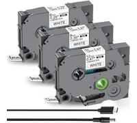 Acmerota Tze-231 Lable Tape 12/9/6mm*8m Replace for Brother TZe-231 TZe-221 TZe-211 Black on White Laminated Label Tape for Brother P-Touch PT-D200 PT-E100 PT-H110 PT-H107B