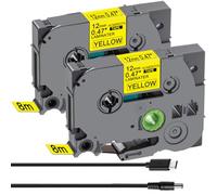 Acmerota Tze-631 Label Tape Replace for Brother 12mm*8m Black on Yellow Tze-631 Tze631 TZ-631Laminated Label Tape for Brother P-Touch PT-P700 PT-P750W PT-1000 PT-1010 PT-1090 PT-1230 PT-1250, 2Pcs