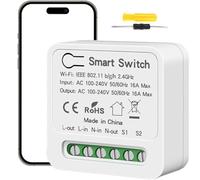 Acmerota ZigBee Mini Smart Switch Mini Smart Light Switch Zigbee Hub Require, Switches DIY Breaker Module 2 Way Control 16A Compatible with Alexa, Google Home, Neutral Wire Required
