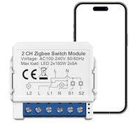 Acmerota Zigbee Smart Relay Switch ZigBee Switch Mini Smart Light Switches 2 Way 2x5A Neutral Required, for Home Automation, Works With Alexa/Google Home Assistant, Remote Control