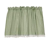 ACMHNC Cafe Curtain Valance for Kitchen, Country Style Semi Transparent Short Curtain Buffalo Check Plaid Gingham Pattern Rod Pocket Half Window Treatment 1 Piece (Green,135cm x 110cm /53"*43")