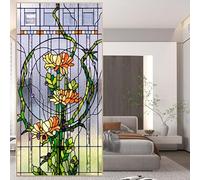 Acmore Privacy Window Film Stained Glass Heat Control Anti UV Blocking Glass Stickers Glue Free Static Cling for Home Decor W17.7 x H49.2(45x125cm)