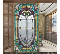 Acmore Privacy Window Film Stained Glass Heat Control Anti UV Blocking Glass Stickers Glue Free Static Cling for Home Decor W19.7 x H47.2(50x120cm)