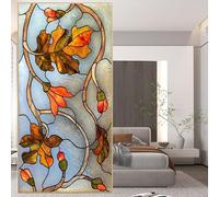 Acmore Privacy Window Film Stained Glass Heat Control Anti UV Blocking Glass Stickers Glue Free Static Cling for Home Decor W16.5 x H55.1(42x140cm)
