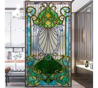 Acmore Privacy Window Film Stained Glass Heat Control Anti UV Blocking Glass Stickers Glue Free Static Cling for Home Decor W17.7 x H33.4(45x85cm)