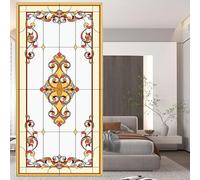 Acmore Privacy Window Film Stained Glass Heat Control Anti UV Blocking Glass Stickers Glue Free Static Cling for Home Decor W23.6 x H72.8(60x185cm)