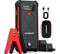 Acmount 5000A Jump Starter Power Pack, Lithium Car Battery Booster Jump Starter for up to 10L Gas/8L/Hybrid Diesel Engine, 12V Portable Power Bank with Jump leads/Safety Hammer/Emergency Light