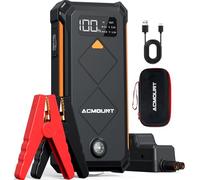 Acmount 6000A Jump Starter Power Pack, Lithium Car Battery Booster Jump Starter for up to 12L Gas/10L/Hybrid Diesel Engine, 12V Portable Power Bank with Jump leads/Safety Hammer/Emergency Light