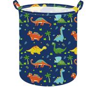 ACMUUNI Round Canvas Clothes Basket Laundry Hamper dark blue dinosaur