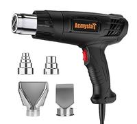AcmyslaT Heat gun 1800W Heavy Duty Soldering Hot Air Gun Variable Temperature Settings 572℉~932℉ (300℃-500℃) with 4 Heat Gun Attachment Nozzles Kit for Shrink Tubing, Wrap, Crafts, Resin (Black)