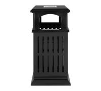 ACNAO Outdoor Trash Can with Ashtray at The Top, Black Stainless Steel Commercial Garbage Bin with Locking Lid, Heavy Duty Industrial Yard Garage Waste Container, 15.74 * 15.74 * 35.43 in