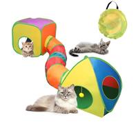 ACNCN Cat Tunnel, Pop-Up Collapsible Cat Toy for Indoor/Outdoor Play, Interactive Maze for Cats, Kittens, Puppies, Rabbits, Guinea Pigs, and Small Pets(Rainbow(3 in 1 Combination))