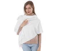 ACNCN Womens Cashmere Scarf Pashmina Shawl Wraps 300g Extra Large Cashmere Thick Scarves for Winter(White)
