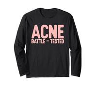 Acne Battle-Tested Humorous Ironic Skincare Quote Long Sleeve T-Shirt
