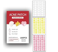 Acne Patches 180 Count, Pimple Patches with Salicylic Acid and Tea Tree Oil, 3 Color Blemish Patches for Face, Invisible Spot Stickers, Star Heart and Round Design for Overnight Treatment